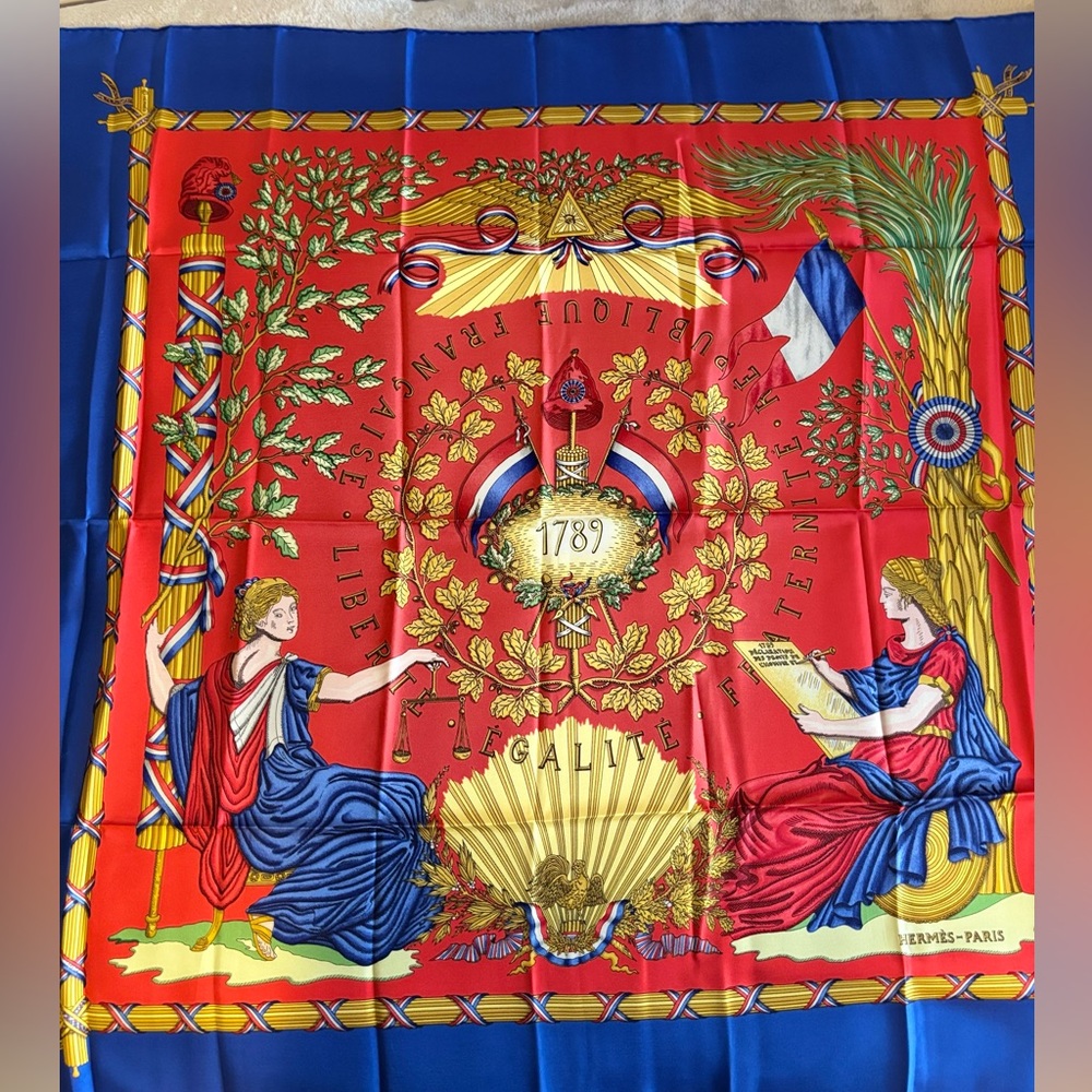 Hermès Scarf "République Française - Liberté, Égalité, Fraternité " 1989